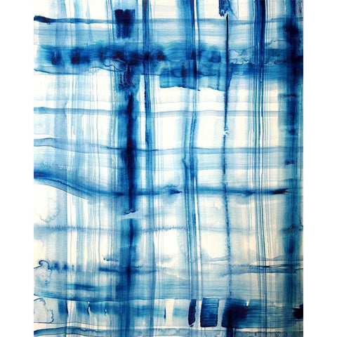 Indigo Stripes No. 2 Black Modern Wood Framed Art Print by Bainbridge, Hope