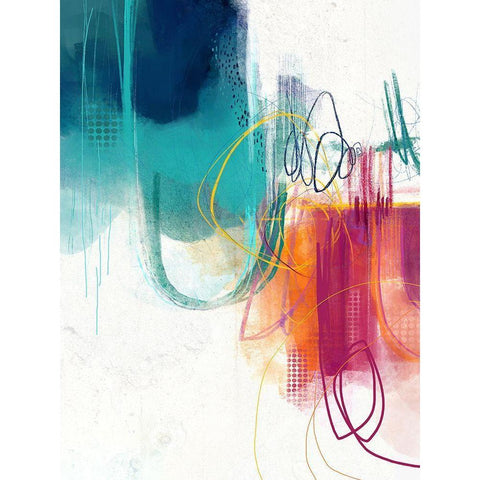 Turquoise No. 1 Black Modern Wood Framed Art Print with Double Matting by Banerjee, Ishita