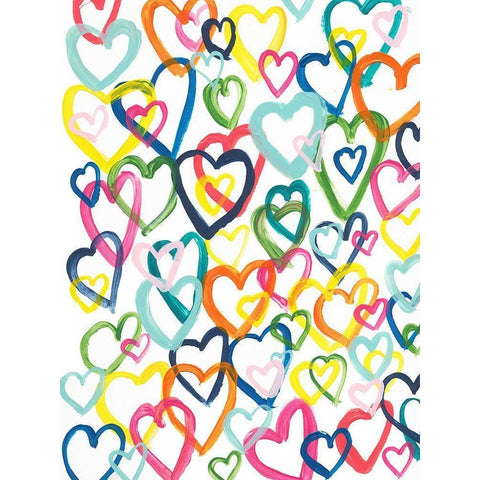 Hearts In Multiples Gold Ornate Wood Framed Art Print with Double Matting by Baker, Bronwyn