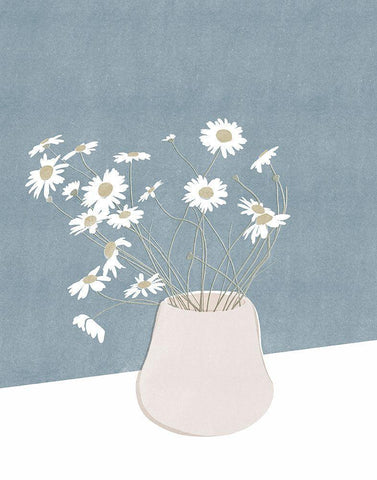 Daisy Still Life White Modern Wood Framed Art Print with Double Matting by Beeh, Katie