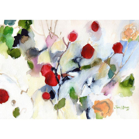 Rose Hips at Christmas No. 2 Black Modern Wood Framed Art Print with Double Matting by Bragg, Janel