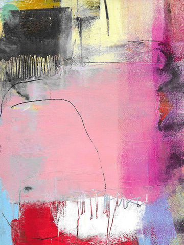 Pink Feature White Modern Wood Framed Art Print with Double Matting by Beer, Pamela K.
