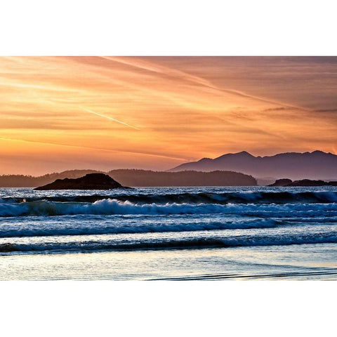 A Long Beach Sunset Black Modern Wood Framed Art Print by Burdick, Chuck