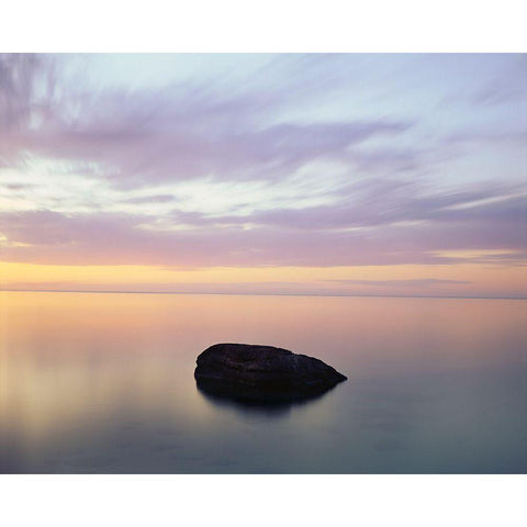 Rock at Sunset Gold Ornate Wood Framed Art Print with Double Matting by Becia, Jim