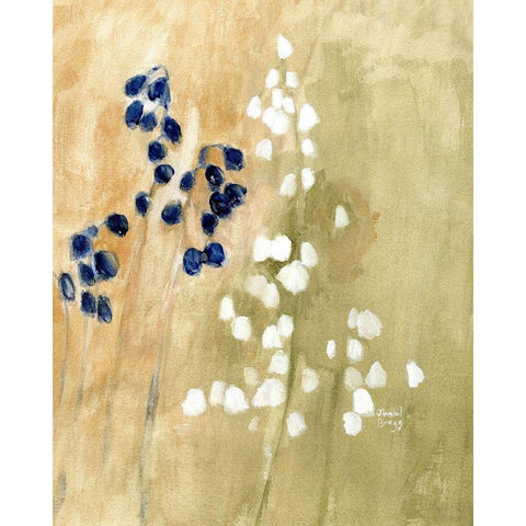 Floral with Bluebells and Snowdrops No. 1 Gold Ornate Wood Framed Art Print with Double Matting by Bragg, Janel