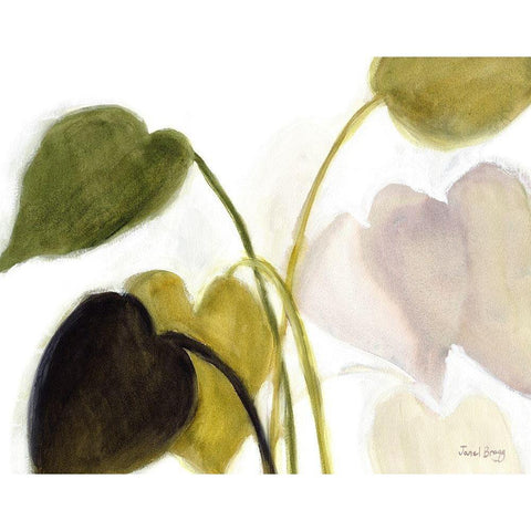 Philodendron in Rosy Greens No. 1 Gold Ornate Wood Framed Art Print with Double Matting by Bragg, Janel