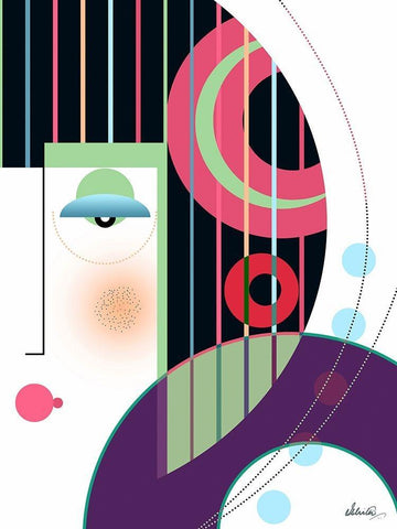 Geisha White Modern Wood Framed Art Print with Double Matting by Banerjee, Ishita