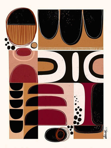 Phylatic -Tribal Tapestry Black Ornate Wood Framed Art Print with Double Matting by Banerjee, Ishita