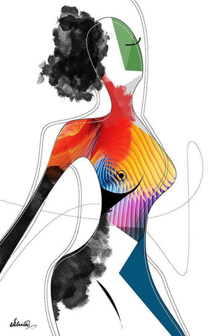 Vivid Woman - Invincible White Modern Wood Framed Art Print with Double Matting by Banerjee, Ishita