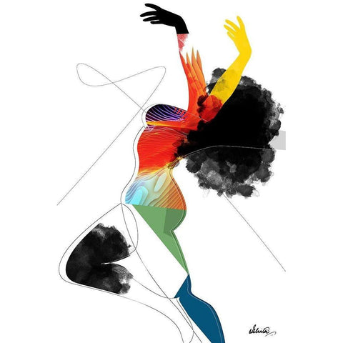Vivid Woman - Liberated Black Modern Wood Framed Art Print with Double Matting by Banerjee, Ishita