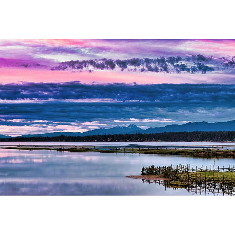 Komoks Harbour Fish Traps Black Modern Wood Framed Art Print with Double Matting by Burdick, Chuck