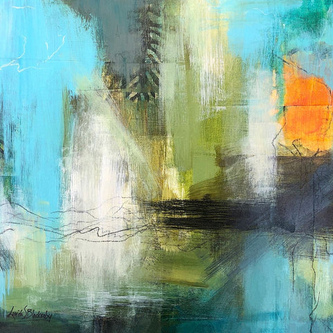 Aqua Serenity 2 White Modern Wood Framed Art Print with Double Matting by Blackerby, Linda S.