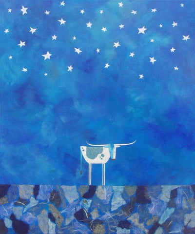Stars at Night White Modern Wood Framed Art Print with Double Matting by Craig, Casey