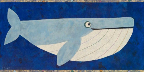 Wendell the Whale White Modern Wood Framed Art Print with Double Matting by Craig, Casey