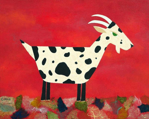 Vincent Van Goat White Modern Wood Framed Art Print with Double Matting by Craig, Casey