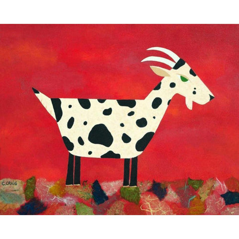 Vincent Van Goat Black Modern Wood Framed Art Print with Double Matting by Craig, Casey
