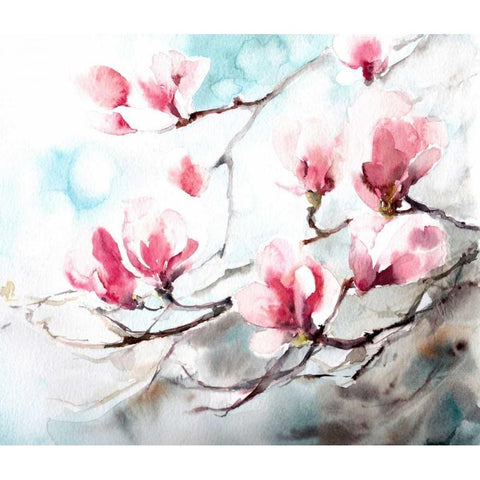 Magnolia - Spring Gold Ornate Wood Framed Art Print with Double Matting by CanotStop