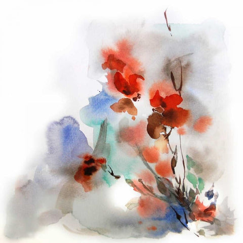 Fall Flowers White Modern Wood Framed Art Print by CanotStop