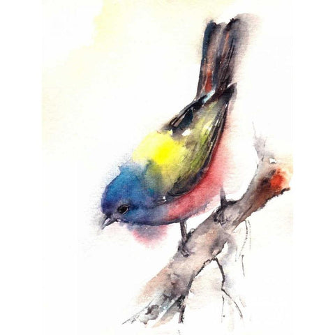 Bunting Bird White Modern Wood Framed Art Print by CanotStop