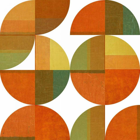 Four Suns Quartered White Modern Wood Framed Art Print with Double Matting by Calkins, Michelle