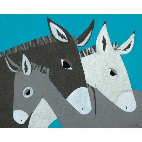 Donkey Family Black Modern Wood Framed Art Print by Craig, Casey