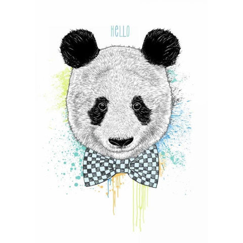 Hello Panda Gold Ornate Wood Framed Art Print with Double Matting by Caldwell, Rachel