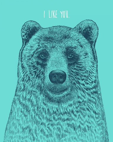 I Like You Bear White Modern Wood Framed Art Print with Double Matting by Caldwell, Rachel