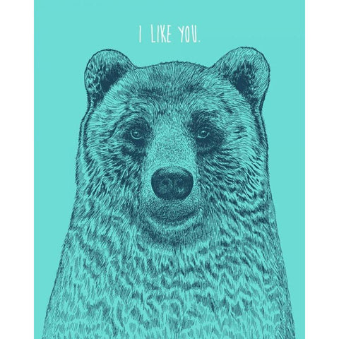 I Like You Bear Black Modern Wood Framed Art Print with Double Matting by Caldwell, Rachel