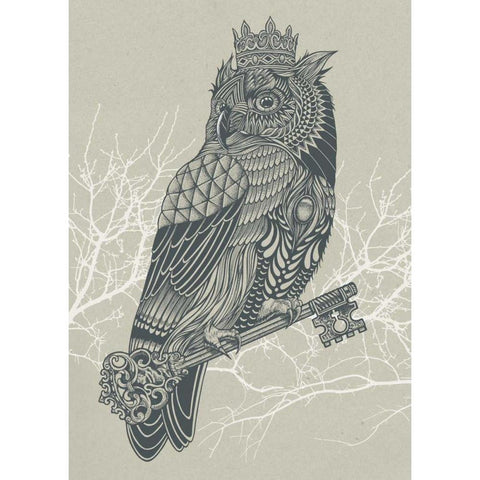 Owl King Black Modern Wood Framed Art Print by Caldwell, Rachel