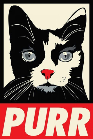 Purr Propaganda Black Ornate Wood Framed Art Print with Double Matting by Caldwell, Rachel