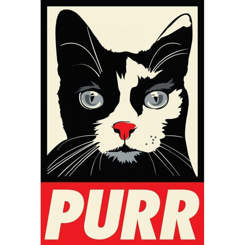 Purr Propaganda Black Modern Wood Framed Art Print by Caldwell, Rachel