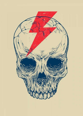 Skull Bolt White Modern Wood Framed Art Print with Double Matting by Caldwell, Rachel