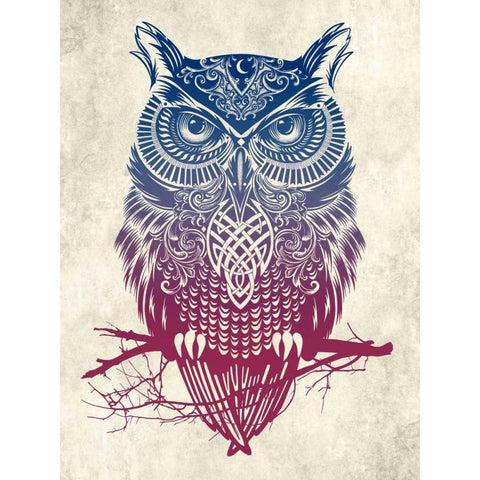 Warrior Owl Black Modern Wood Framed Art Print with Double Matting by Caldwell, Rachel
