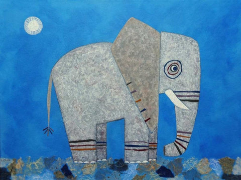 Everything Else Is Irrelephant White Modern Wood Framed Art Print with Double Matting by Craig, Casey