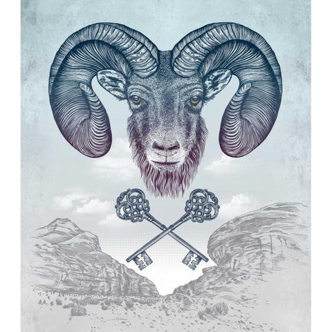 Ram White Modern Wood Framed Art Print by Caldwell, Rachel