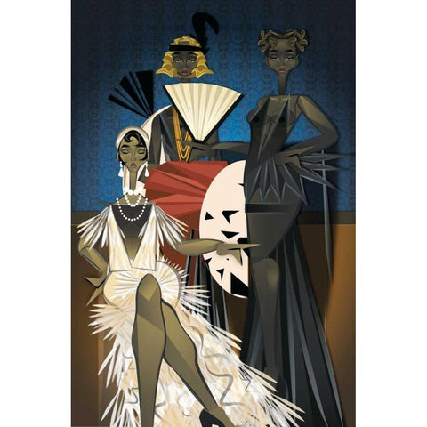 Harlem Nights Black Modern Wood Framed Art Print with Double Matting by Campbell, Jaleel