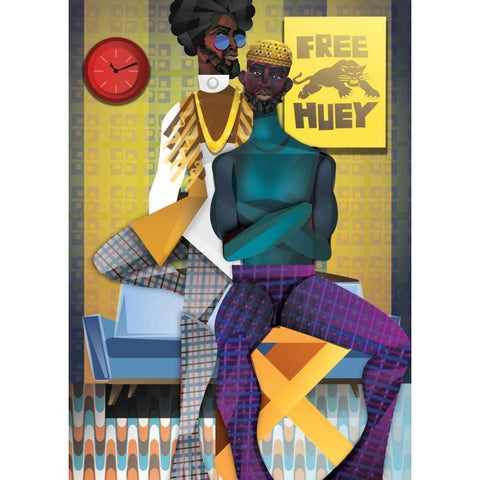 Right On! Black Modern Wood Framed Art Print with Double Matting by Campbell, Jaleel