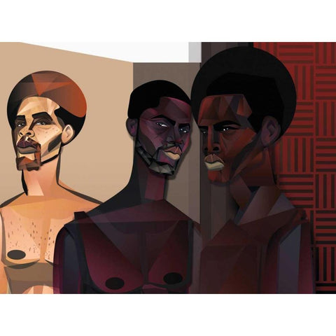 Three Men Black Modern Wood Framed Art Print by Campbell, Jaleel