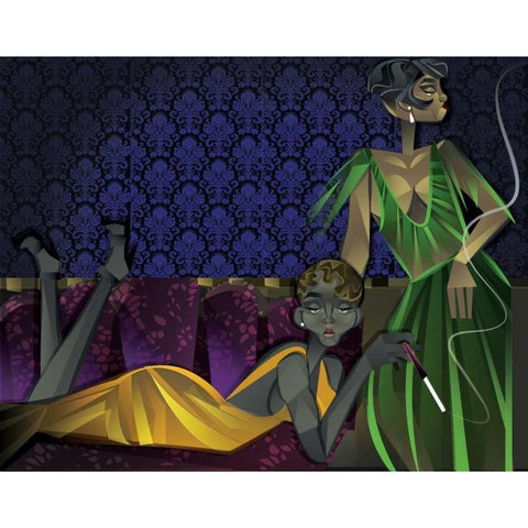 Two Women Black Modern Wood Framed Art Print by Campbell, Jaleel