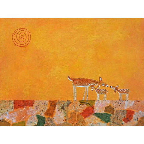 Fawns At Dawn Black Modern Wood Framed Art Print with Double Matting by Craig, Casey