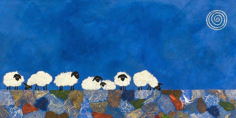 Feeling Sheepish White Modern Wood Framed Art Print with Double Matting by Craig, Casey