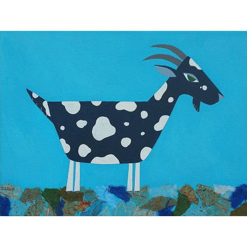 Fergus The Goat Black Modern Wood Framed Art Print with Double Matting by Craig, Casey