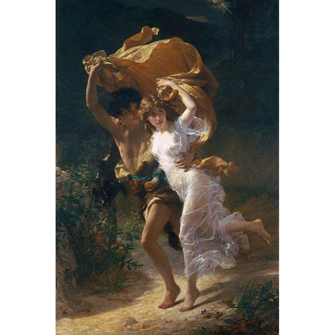 The Storm, 1880 White Modern Wood Framed Art Print by Cot, Pierre-Auguste