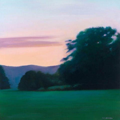 Lawn at Twilight White Modern Wood Framed Art Print with Double Matting by Caldwell, Carolyn