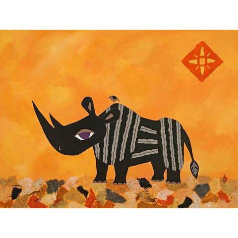 Rhino with Summer Sky White Modern Wood Framed Art Print by Craig, Casey