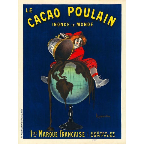 Le cacao Poulain inonde le monde, 1911 Gold Ornate Wood Framed Art Print with Double Matting by Cappiello, Leonetto