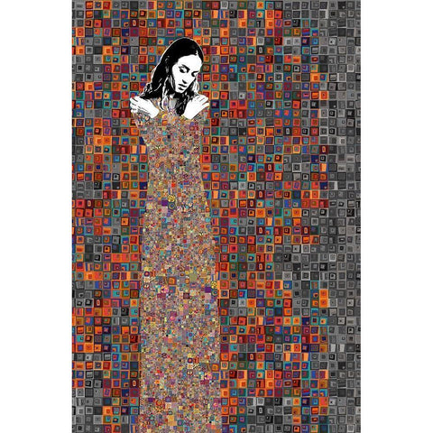 El Abrazo Black Modern Wood Framed Art Print with Double Matting by Cacho, Jose