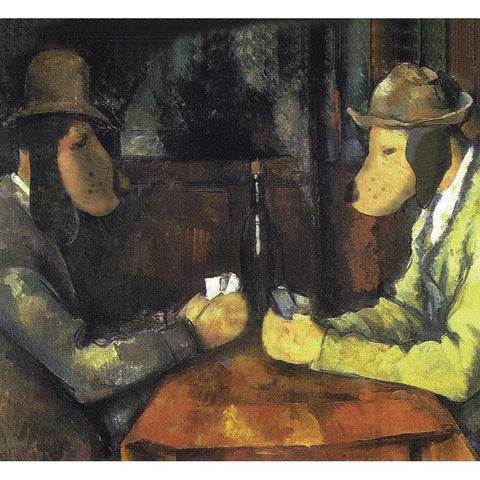 Poker Playing Dogs White Modern Wood Framed Art Print by Chameleon Design, Inc.