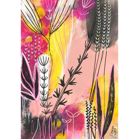 Spring In Pink Gold Ornate Wood Framed Art Print with Double Matting by Capri, Corina