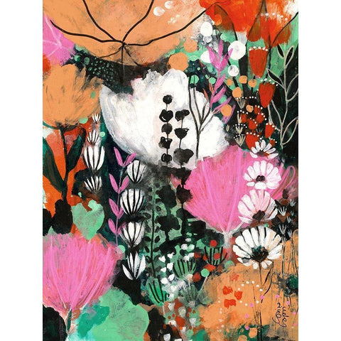 Strawberry Moon Black Modern Wood Framed Art Print with Double Matting by Capri, Corina